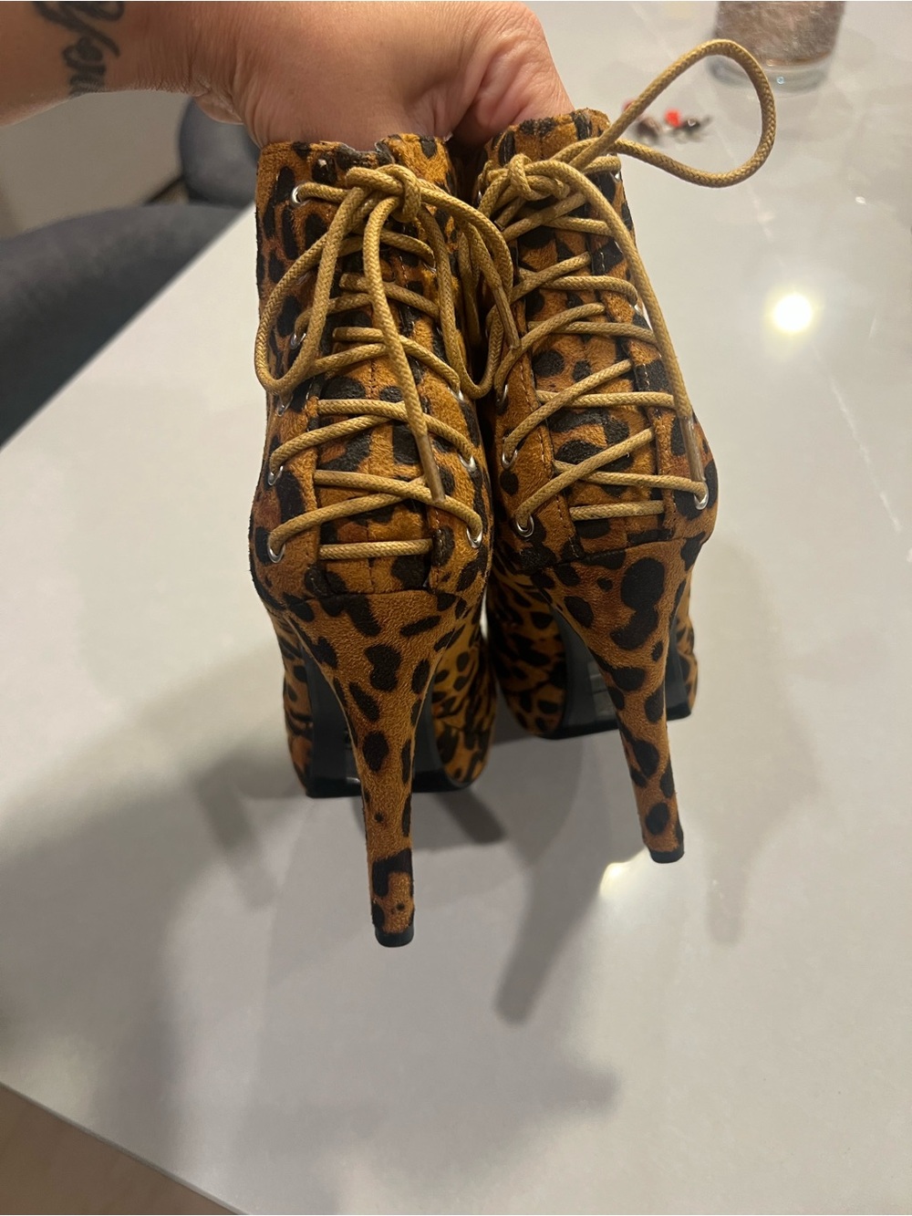 Leopard Print Ankle Boots - Women's Brown/Black - Picture 4 of 5